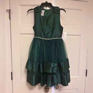 Bonnie Jean Green Dress with Elegant Details